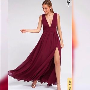 Burgundy bridesmaid maxi dress